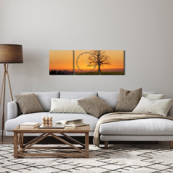 Naplemente a réten képe (órával) (90x30 cm)