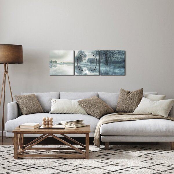 Téli természet képe (órával) (90x30 cm)