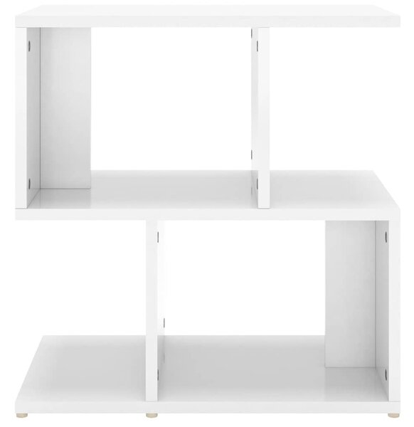 2 db magasfényű fehér szerelt fa éjjeliszekrény 50x30x51,5cm
