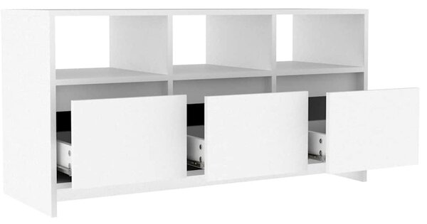 Fehér szerelt fa TV-szekrény 102 x 37,5 x 52,5 cm