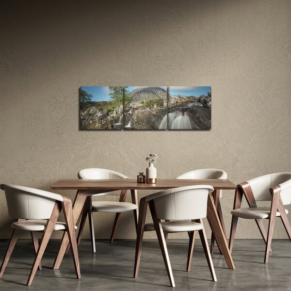Vízesések és hegyek képe (órával) (90x30 cm)