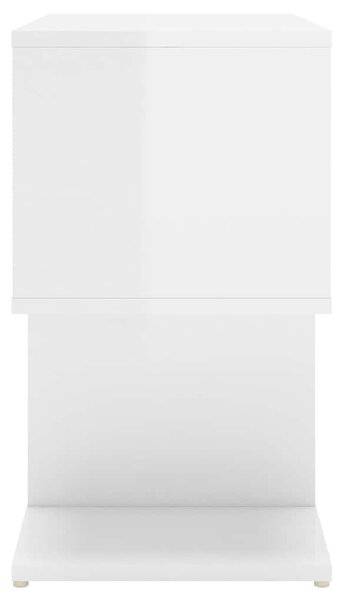 2 db magasfényű fehér szerelt fa éjjeliszekrény 50x30x51,5cm