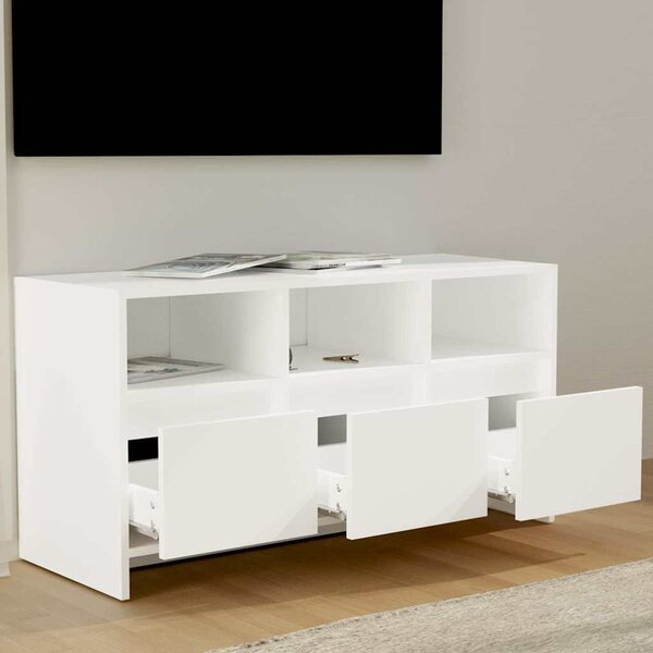 Fehér szerelt fa TV-szekrény 102 x 37,5 x 52,5 cm