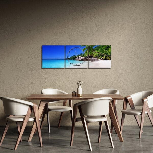 Kép a strandról a Praslin szigeten (órával) (90x30 cm)