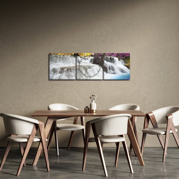 Egy kép Erawan vízeséséről az erdőben (órával) (90x30 cm)