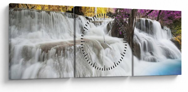 Egy kép Erawan vízeséséről az erdőben (órával) (90x30 cm)