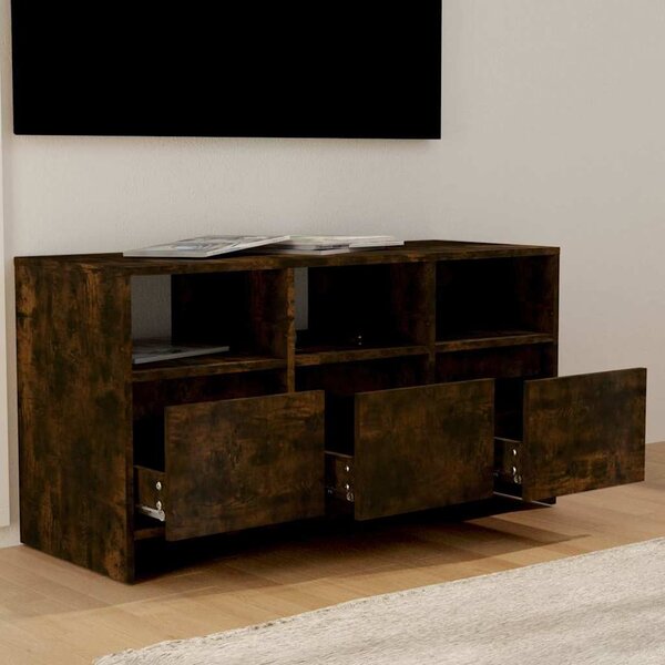 Füstös tölgy színű szerelt fa TV-szekrény 102x37,5x52,5 cm