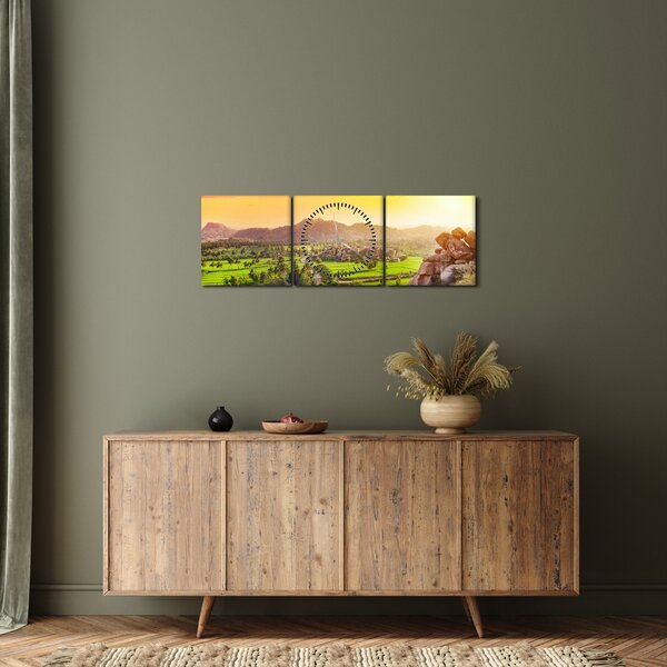 Kép a Hampi-völgyről Indiában (órával) (90x30 cm)