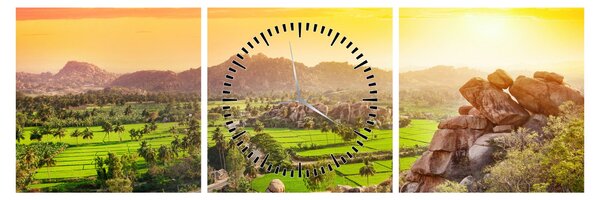 Kép a Hampi-völgyről Indiában (órával) (90x30 cm)