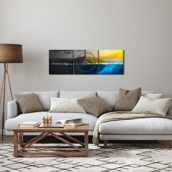 Két oldalt mutató kép (órával) (90x30 cm)