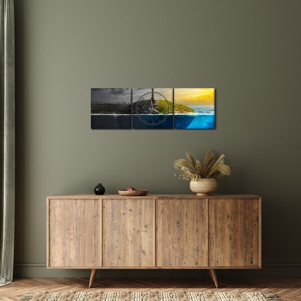 Két oldalt mutató kép (órával) (90x30 cm)