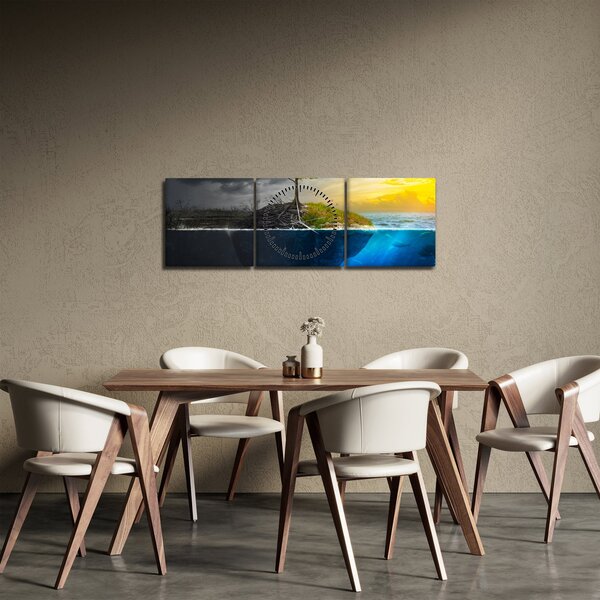 Két oldalt mutató kép (órával) (90x30 cm)