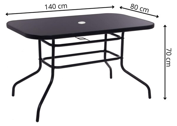 Springos kerti Asztal 140x80x70cm - Fekete