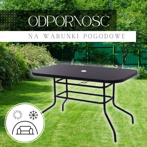 Springos kerti Asztal 140x80x70cm - Fekete