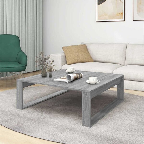 Szürke sonoma színű szerelt fa dohányzóasztal 100 x 100 x 35 cm