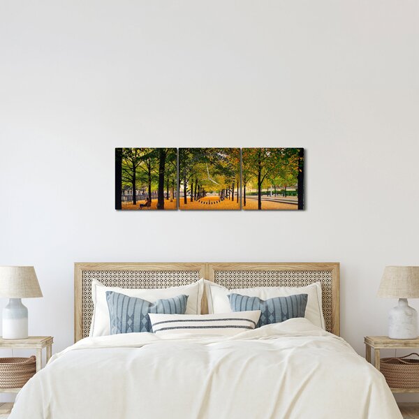 Egy kép az őszi fák sikátorából (órával) (90x30 cm)