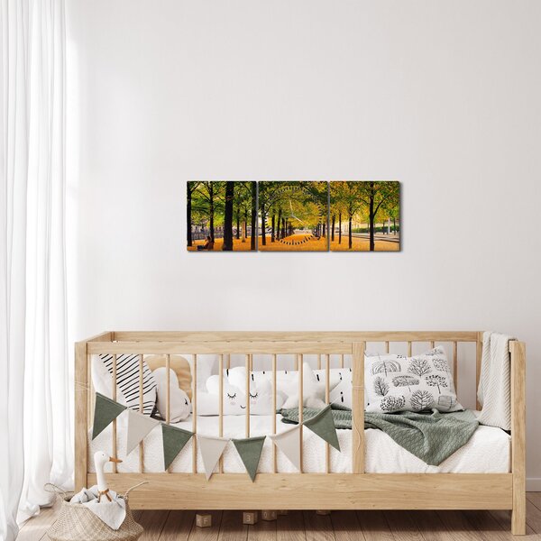 Egy kép az őszi fák sikátorából (órával) (90x30 cm)
