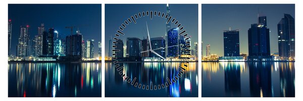 Éjszakai város képe (órával) (90x30 cm)