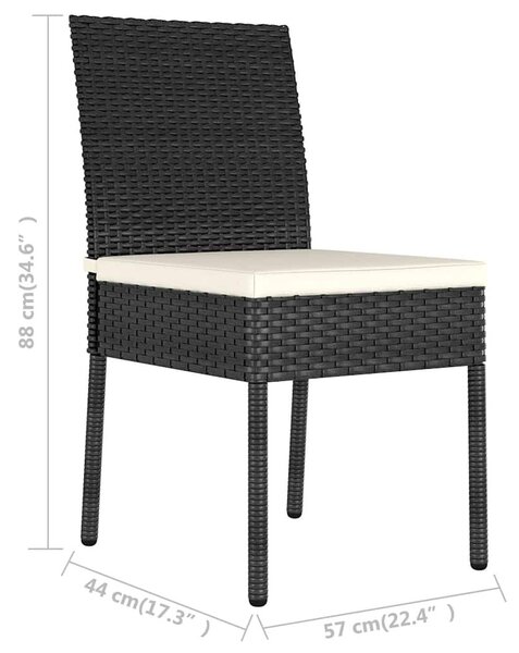 2 db fekete polyrattan kerti étkezőszék