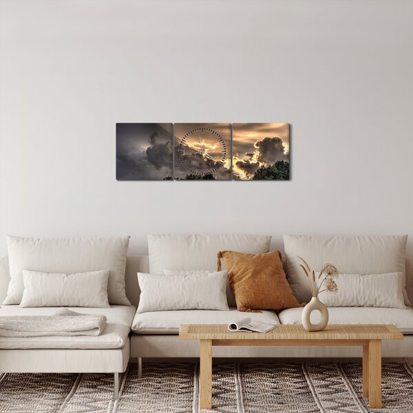 A felhők és az erdő képe (órával) (90x30 cm)