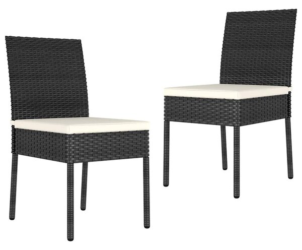 2 db fekete polyrattan kerti étkezőszék