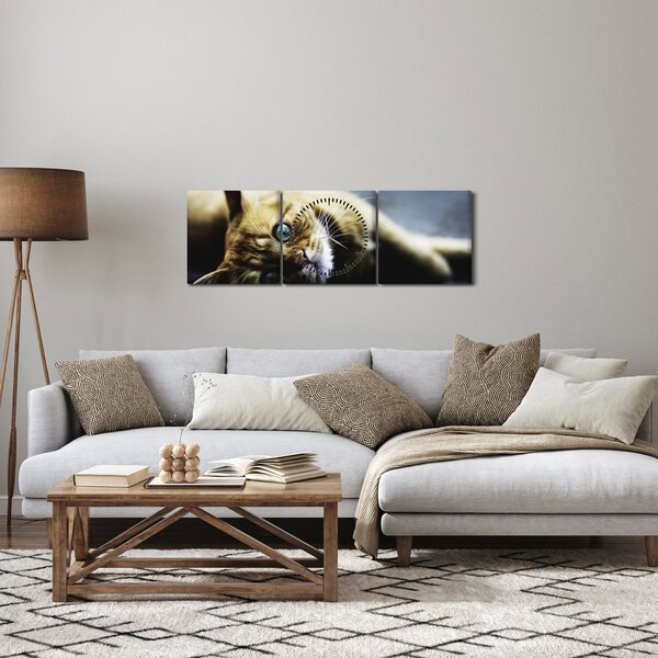 Macska képe (órával) (90x30 cm)