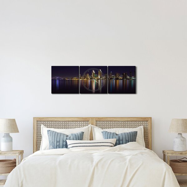 Éjszakai város képe (órával) (90x30 cm)