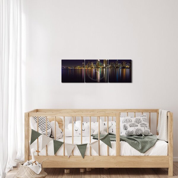 Éjszakai város képe (órával) (90x30 cm)