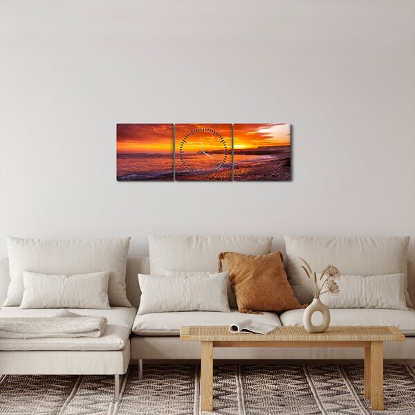 Naplemente a tengernél képe (órával) (90x30 cm)
