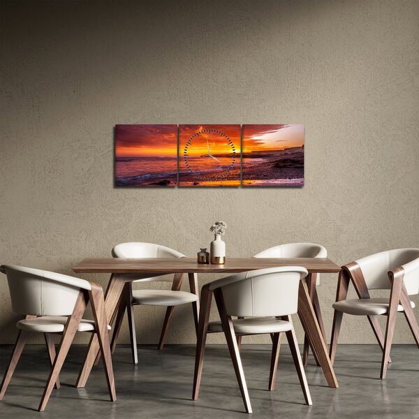 Naplemente a tengernél képe (órával) (90x30 cm)