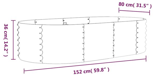Antracitszürke horganyzott acél kerti magaságyás 152x80x36 cm