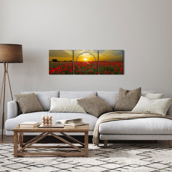 Egy kép a pipacs mezőről (órával) (90x30 cm)