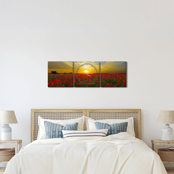 Egy kép a pipacs mezőről (órával) (90x30 cm)