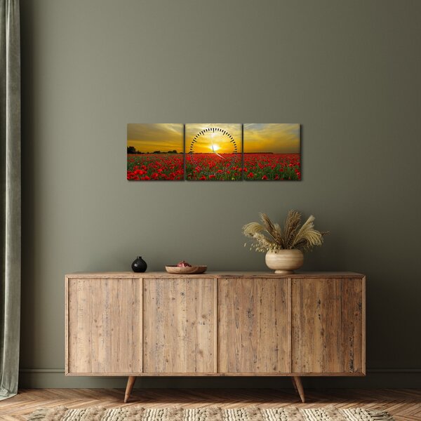 Egy kép a pipacs mezőről (órával) (90x30 cm)