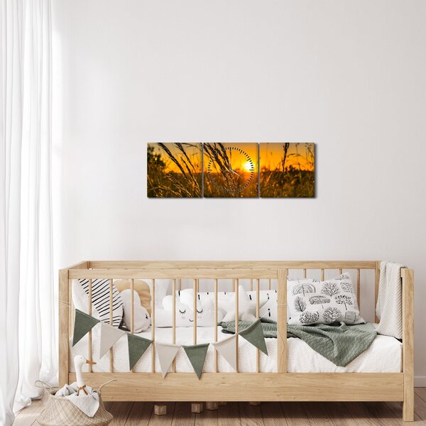 A mező naplementekor képe (órával) (90x30 cm)