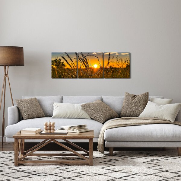 A mező naplementekor képe (órával) (90x30 cm)