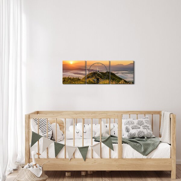 A hegy naplementekor képe (órával) (90x30 cm)