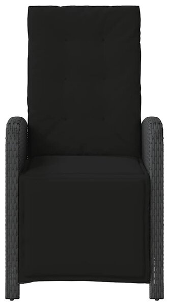 2 db fekete polyrattan dönthető kerti szék lábtartóval