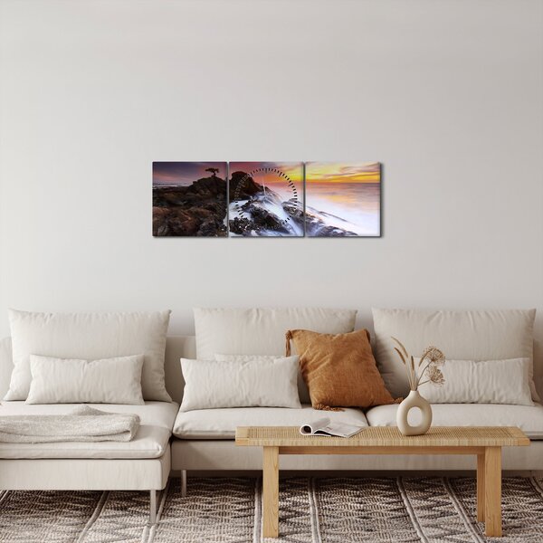 Hegy a ködben képe (órával) (90x30 cm)