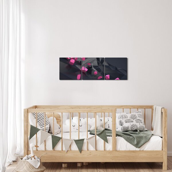 A 3D absztrakció képe (órával) (90x30 cm)