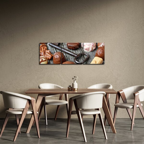 Csokoládé és a kulcs képe (órával) (90x30 cm)