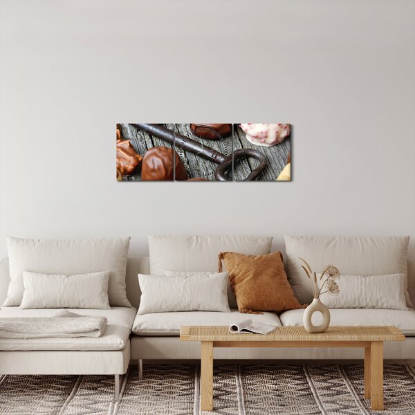 Csokoládé és a kulcs képe (órával) (90x30 cm)