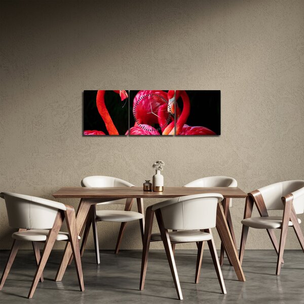Vörös flamingók képe (órával) (90x30 cm)