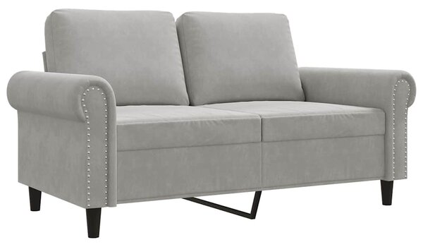 Kétszemélyes világosszürke bársony kanapé 120 cm