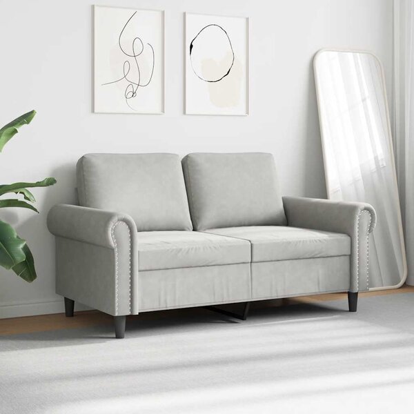 Kétszemélyes világosszürke bársony kanapé 120 cm