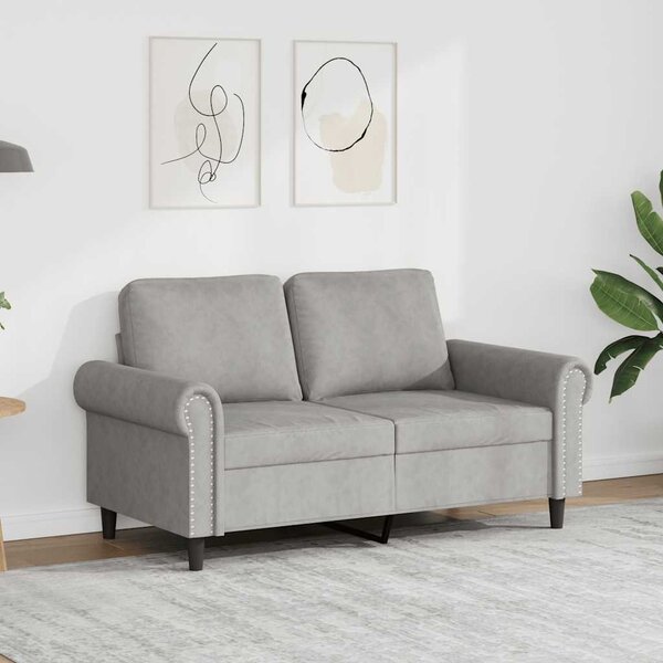 Kétszemélyes világosszürke bársony kanapé 120 cm