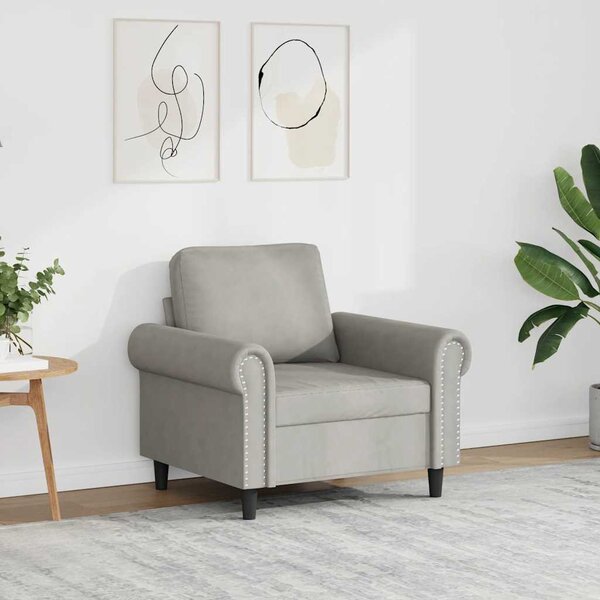 Világosszürke bársony kanapéfotel 60 cm