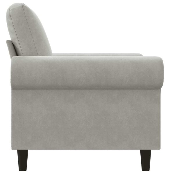 Világosszürke bársony kanapéfotel 60 cm