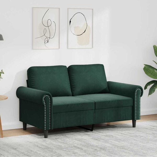 Kétszemélyes sötétzöld bársony kanapé 120 cm