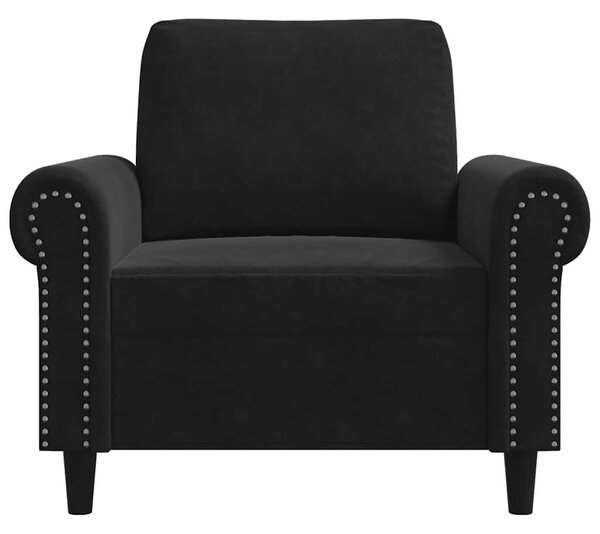 Fekete bársony kanapéfotel 60 cm